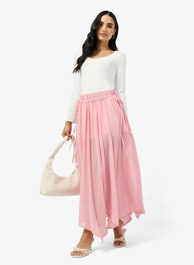 Ginger  Pleated Assymetric Midi Skirt for Women | Best Price UAE